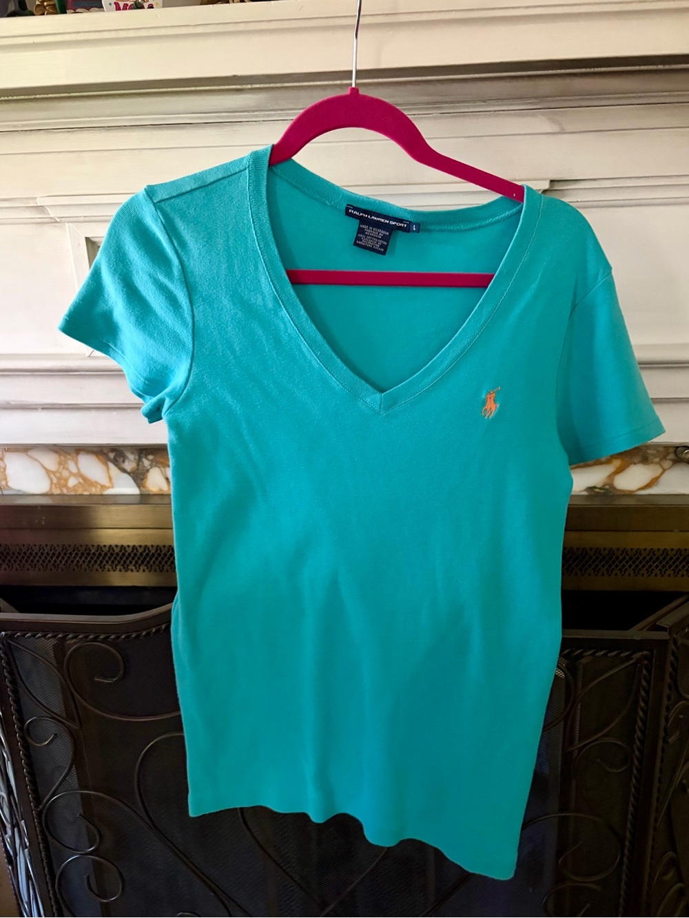 Ralph Lauren Turquoise V-Neck Short Sleeve Tee
